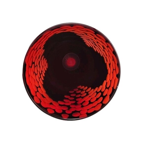 Vintage Murano Lava Glass Vase  Italian Art Red Black Label 10"T - Picture 6 of 9